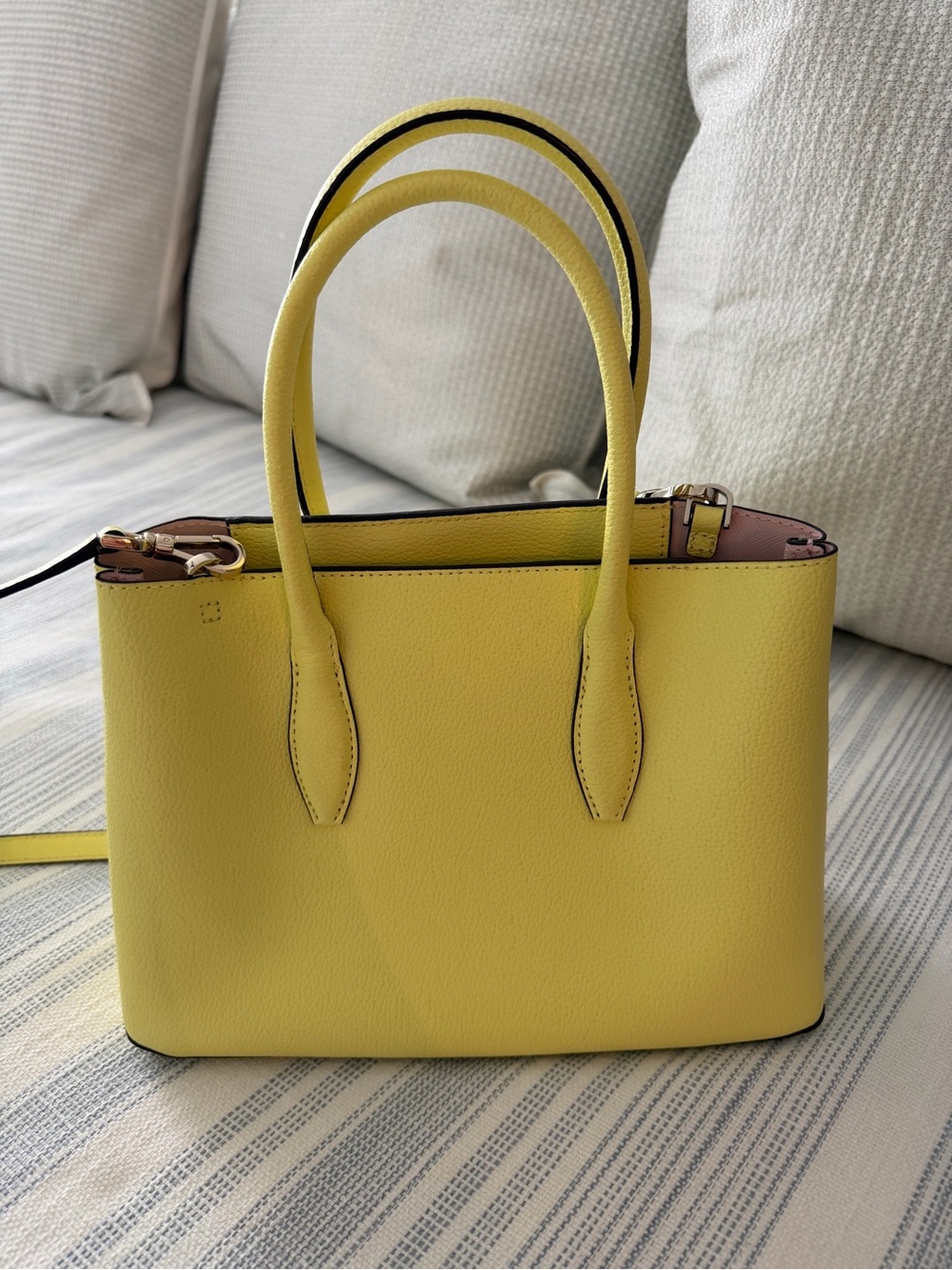 kate spade lemon yellow leather satchel - Picture 2 of 5